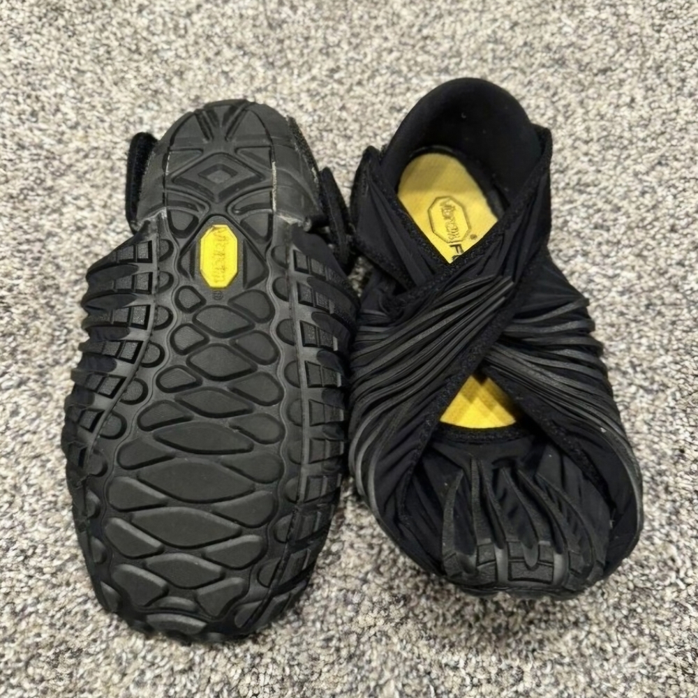 Vibram Black Cross Strap Shoes